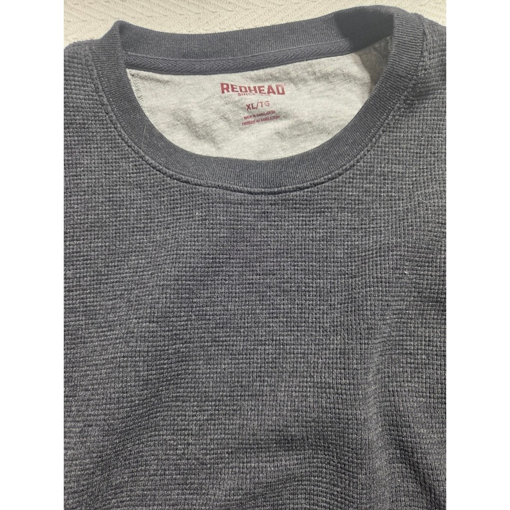RedHead Mens XL Gray Thermal Waffle Knit Long Sleeve Shirt Crew Neck Outdoor
